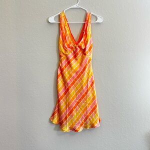 Summer Plaid Slip Dress in Yellow & Coral